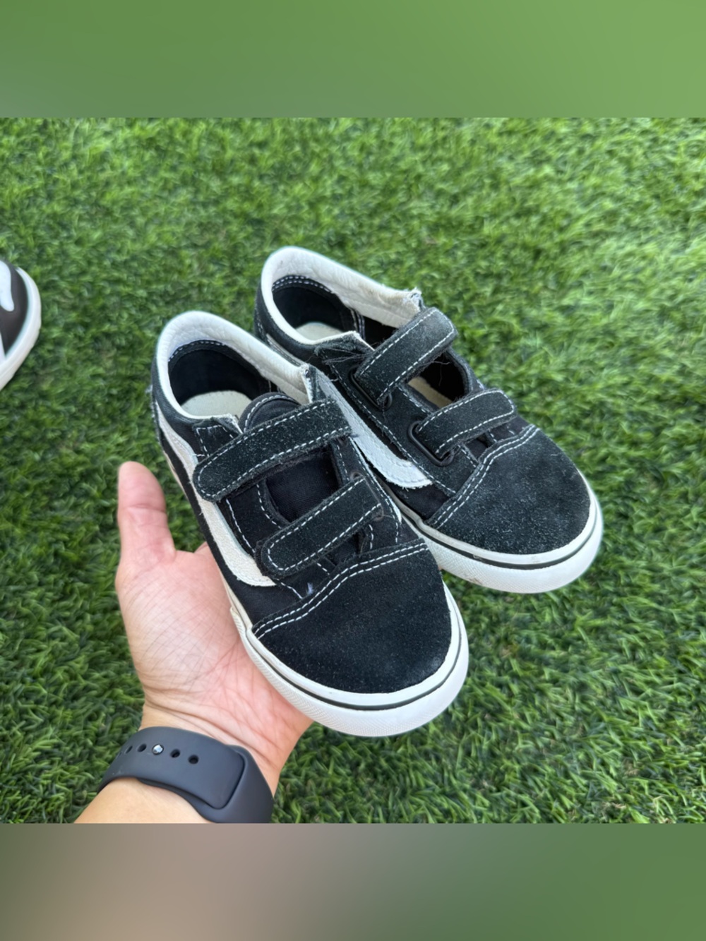 Kids Black Velcro Skate-Style Sneakers